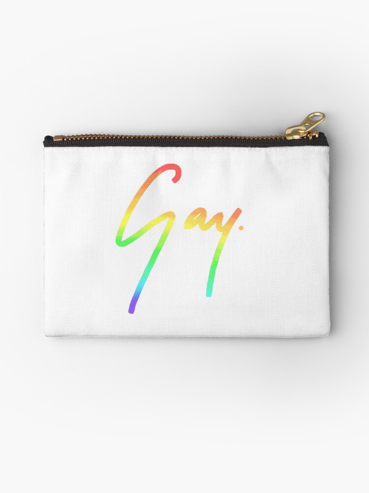 Thumbnail 1 of 4, Zipper Pouch, Gay signature - all rainbow designed and sold by Jimmies.