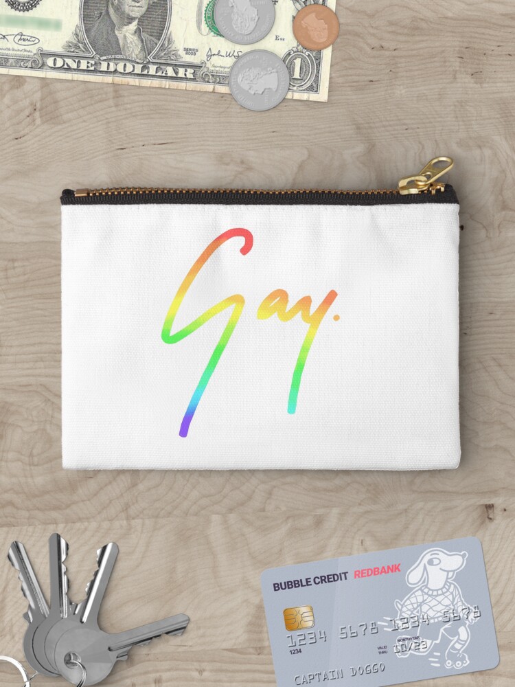Thumbnail 3 of 4, Zipper Pouch, Gay signature - all rainbow designed and sold by Jimmies.