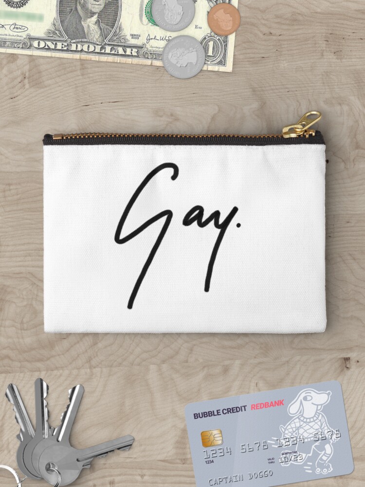 Thumbnail 3 of 4, Zipper Pouch, Gay signature - monochrome designed and sold by Jimmies.