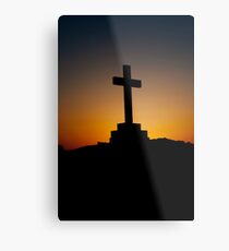 Daybreak behind cross Metal Print