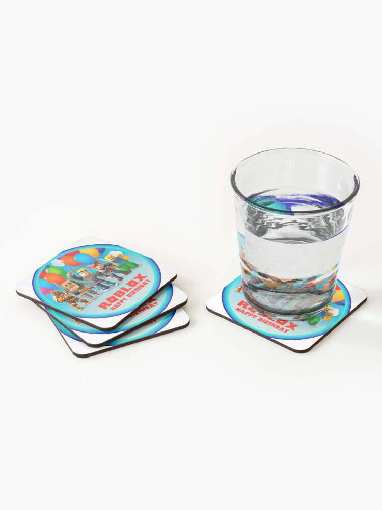 Roblox And Family In A Round Area Coasters Set Of 4 By Best5trading Redbubble - glass table roblox