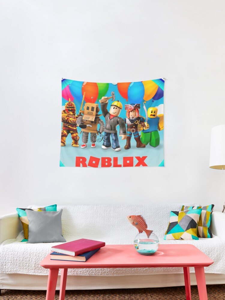 Roblox And Family In A Round Area Tapestry By Best5trading Redbubble - roblox log gold pullover hoodie by best5trading redbubble