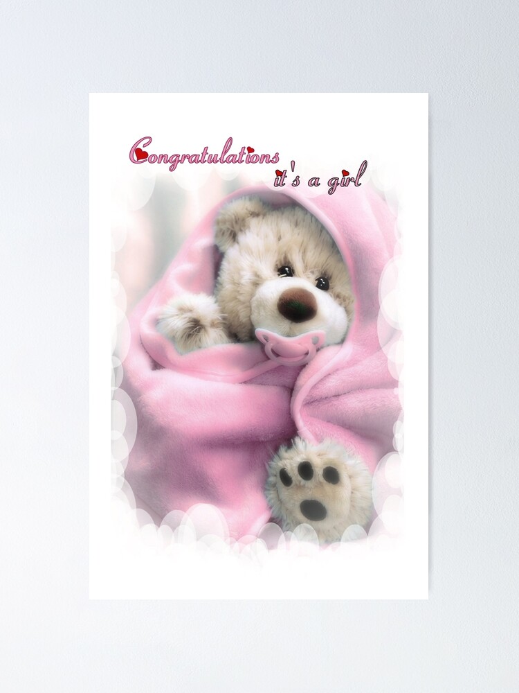 Congratulations It S A Girl Poster By Missmoneypenny Redbubble