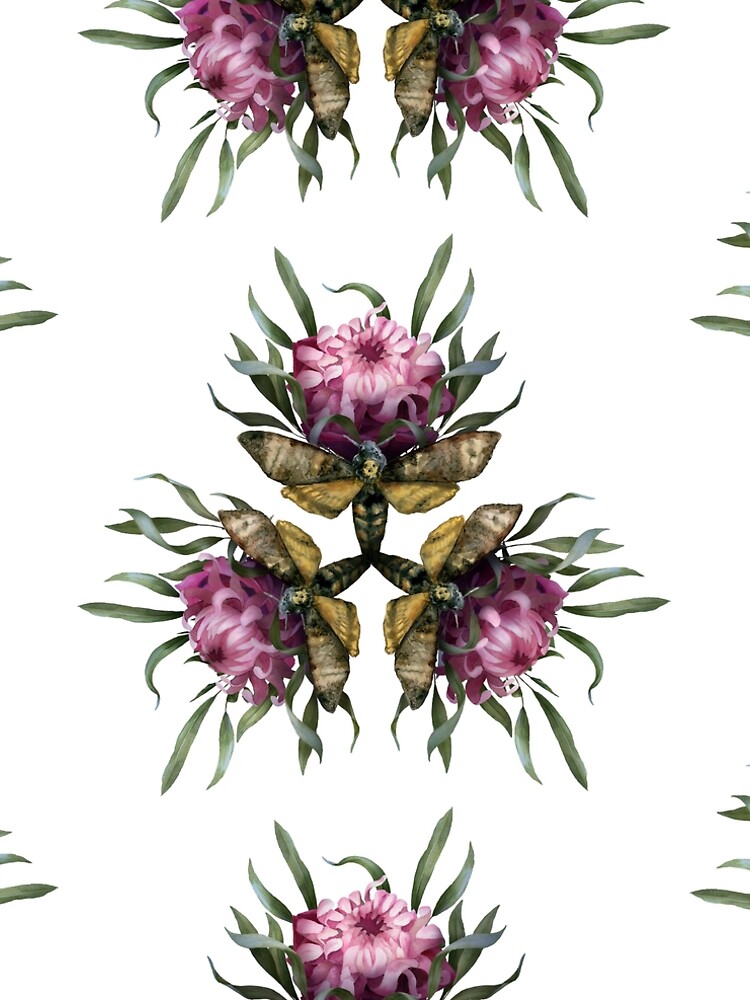 Thumbnail 4 of 4, A-Line Dress, Triangle Symmetrical Halloween Dark Gothic Composition with Dead Head Moth and Flowers designed and sold by FINCHFINCHER.