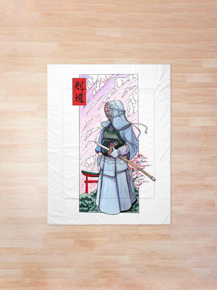Alternate view of Kendoka watercolor in Japan Comforter
