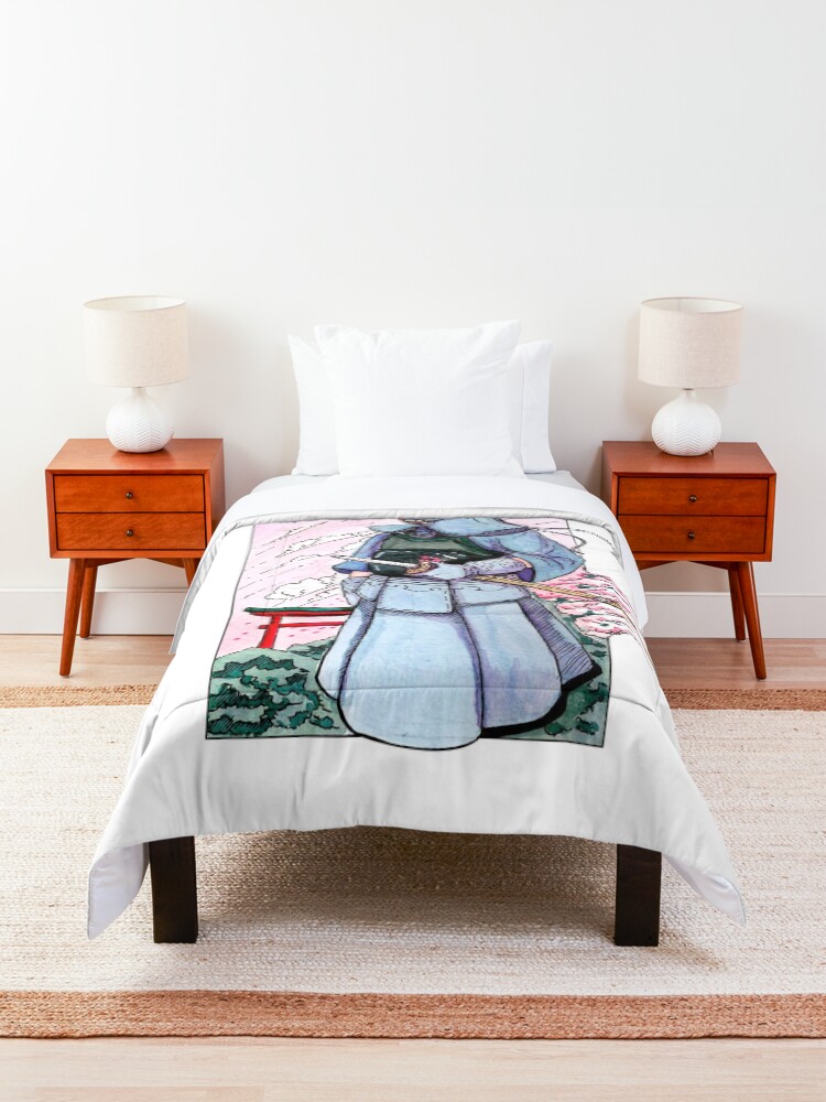 Alternate view of Kendoka watercolor in Japan Comforter