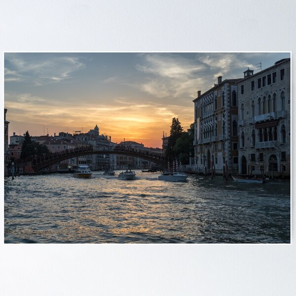 Item preview, Classic Venetian - Sunset Boat Traffic under the Accademia Bridge on the Grand Canal designed and sold by Georgia Mizuleva.