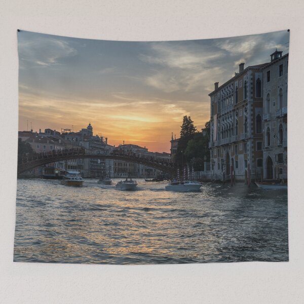 Item preview, Classic Venetian - Sunset Boat Traffic under the Accademia Bridge on the Grand Canal designed and sold by Georgia Mizuleva.