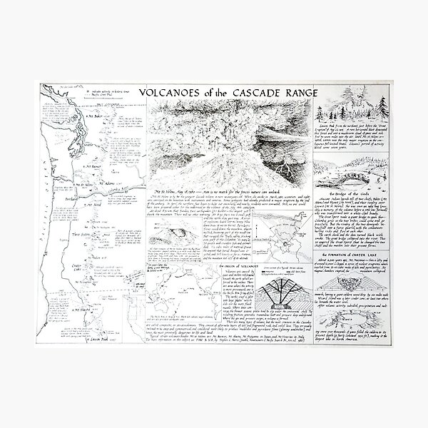 Volcanoes of the Cascade Range Photographic Print