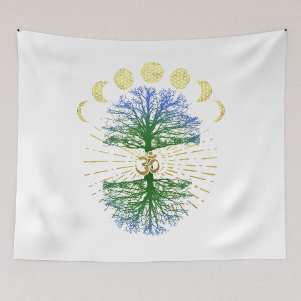 Item preview, Om flower of life in gold with tree of life designed and sold by LuminOrb.