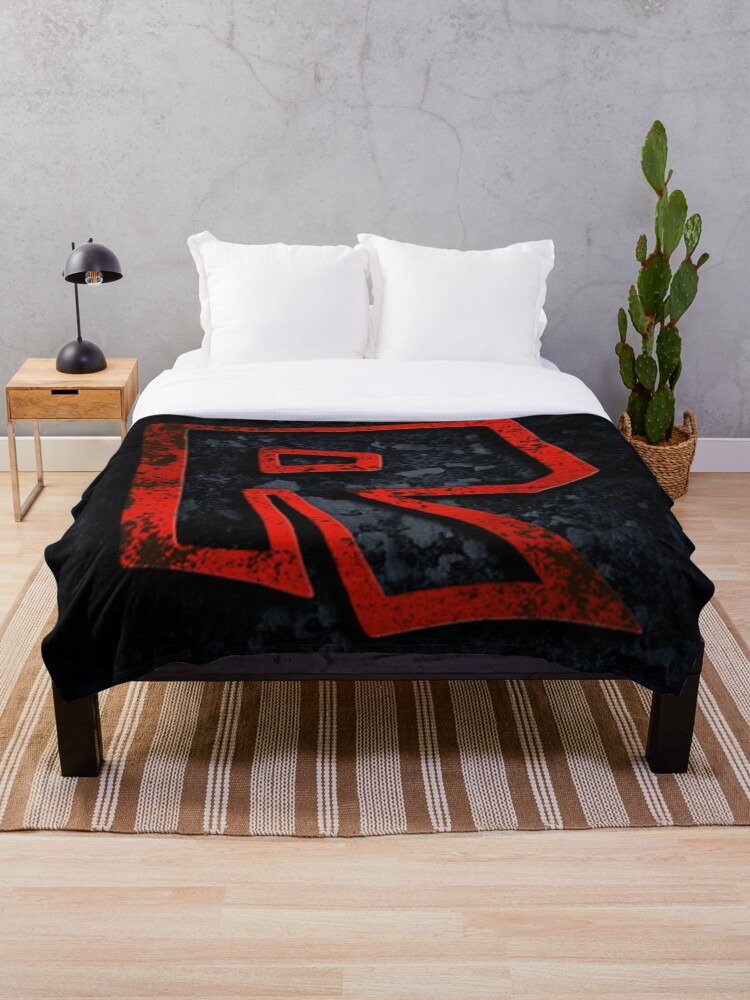 Roblox Logo On Black Throw Blanket By Best5trading Redbubble - roblox logo black and red photographic print by best5trading redbubble