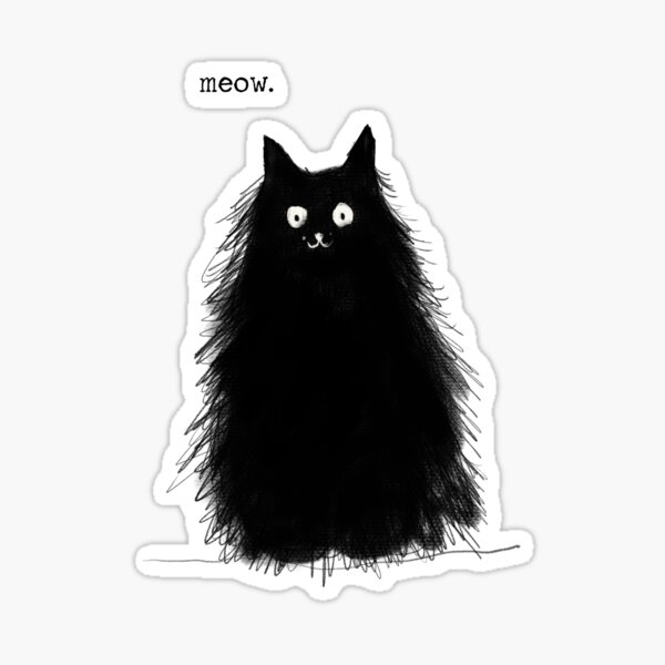 Meow, fuzzy cat, digital art Sticker