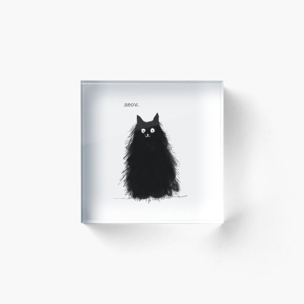 Meow, fuzzy cat, digital art Acrylic Block