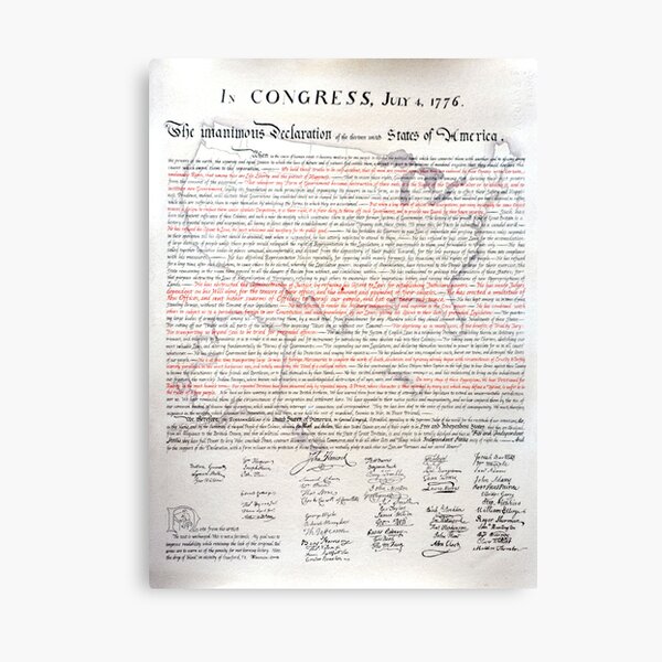 The Declaration of Independence – red letter edition Canvas Print