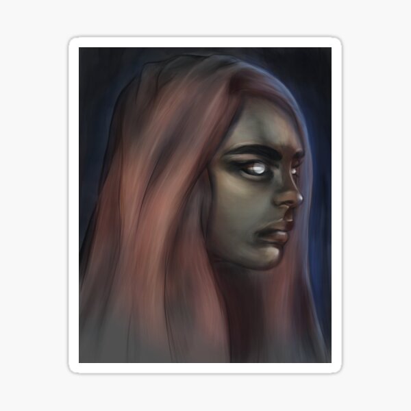 Red-haired woodland elf with eyes as bright as starlight Sticker