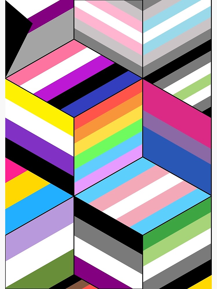 Disover Isometric LGBTQ+ Pride flags Premium Matte Vertical Poster