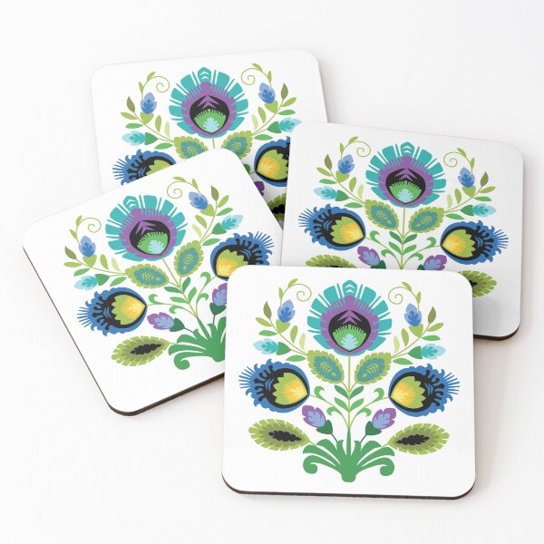 Item preview, Polish Folk Flowers Teal designed and sold by Barbara Pixton.