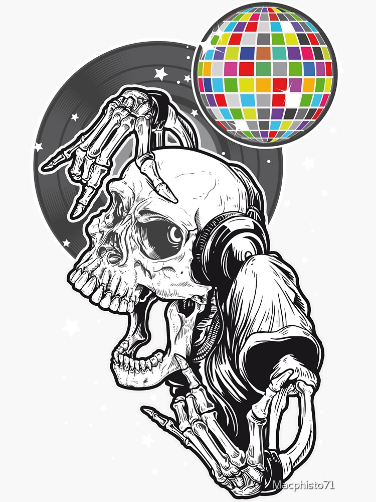 "Dancing skull" Sticker for Sale by Macphisto71 Redbubble