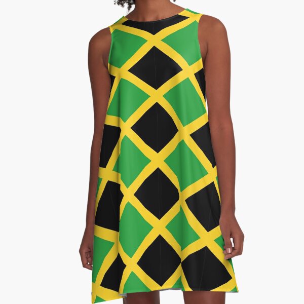 Vestido acampanado «Bandera de jamaica» de Shorlick | Redbubble