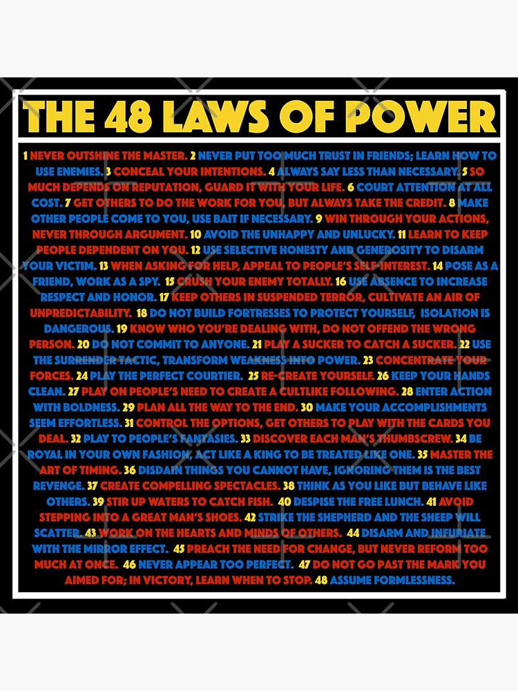 The 48 Laws Of Power Poster Self Help Magnet for Sale by Jack