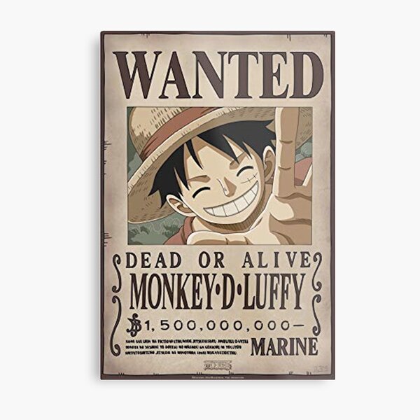 avis de recherche Luffy Impression métallique