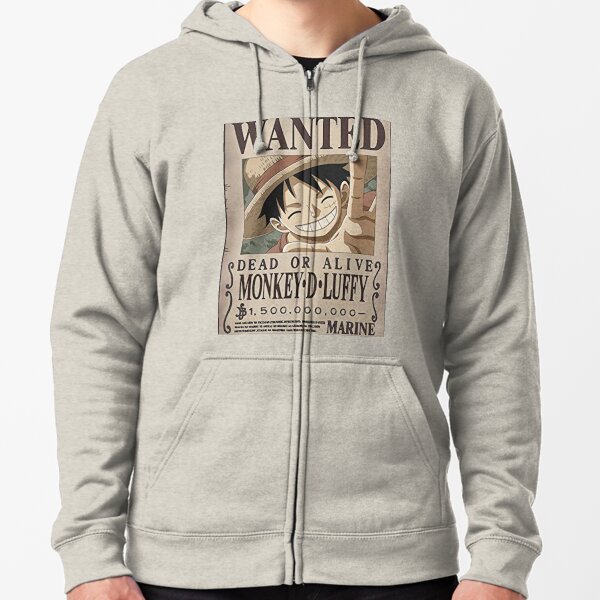 Luffy Wanted poster Zipped Hoodie