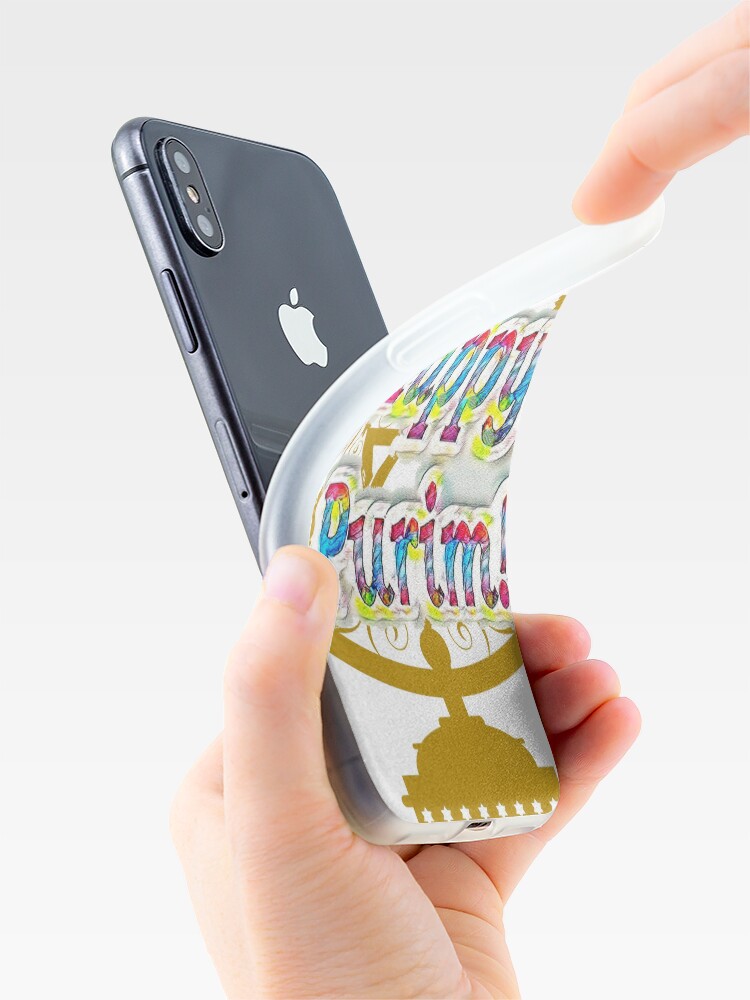 Alternate view of Purim, Jews, King Ahasuerus, Queen Vashti, Jewish girl, Esther, antisemitic Haman, Mordechai, feast iPhone Case