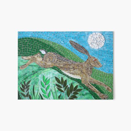 Leaping Hare and Moon Mosaic by Sue Kershaw Art Board Print