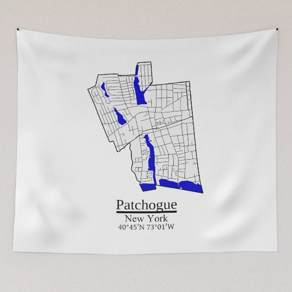 Item preview, Patchogue, New York Road Map Art - Blue Rivers and Dark Roads City Limits Style designed and sold by Cat-tography.