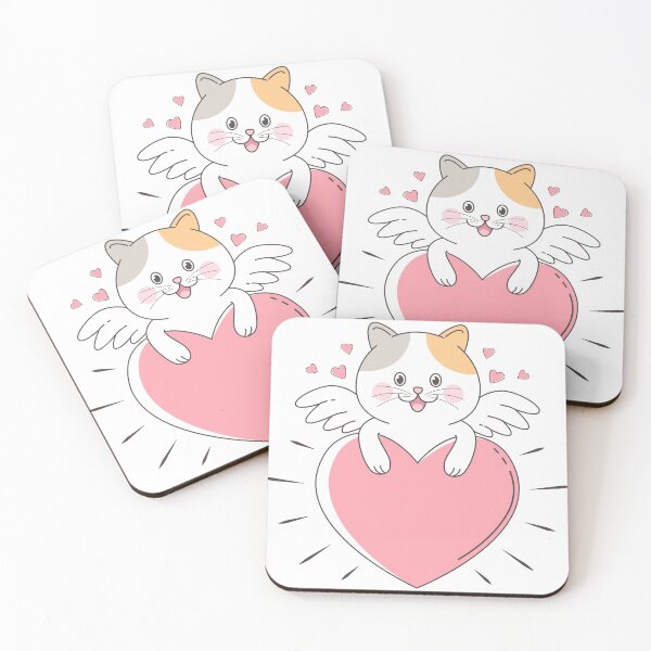 Item preview, Cute Kawaii Cupid Cat Hanging In Big Love designed and sold by shop4fun.
