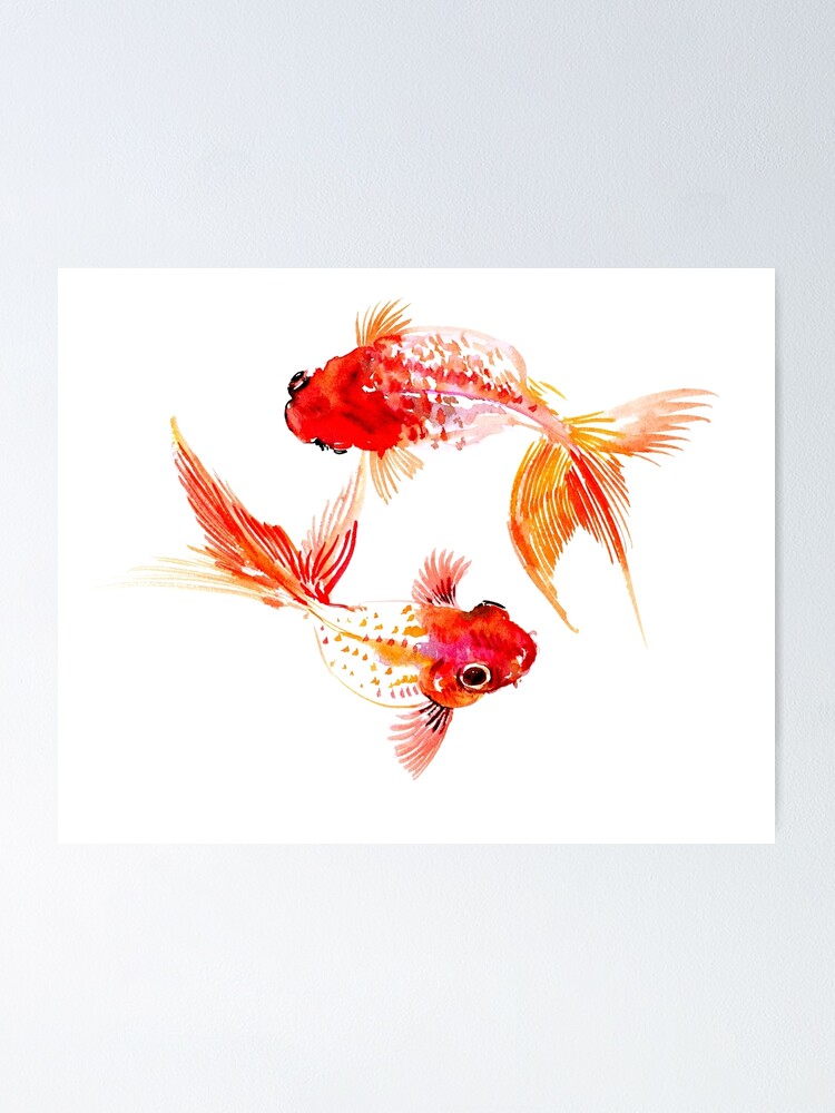 Two Koi Fish Yin And Yang Poster By Surenart Redbubble   Fposter,small,wall Texture,product,750x1000 