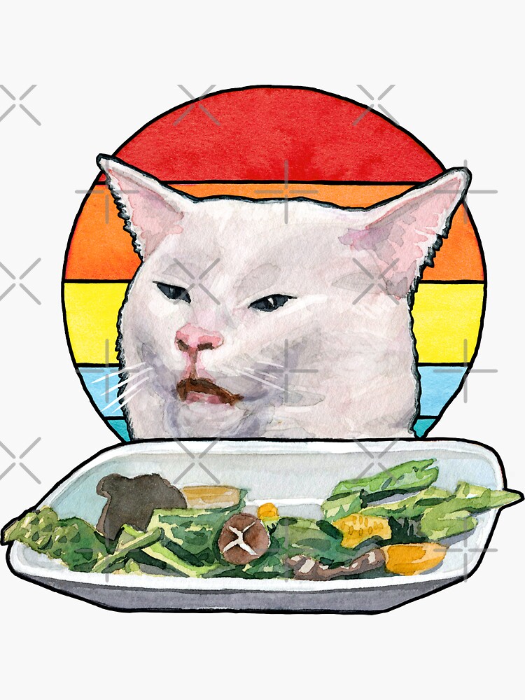 Salad Cat meme 3 Sticker, Smudge the Cat, Woman Yelling at Cat, cat meme  face 