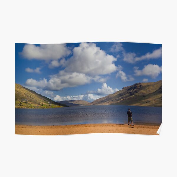 Lone Fisherman at Loch Na Fooey Galway/Mayo Ireland Poster