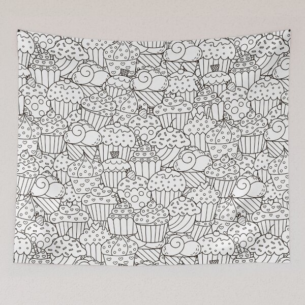 Item preview, Cup cakes birthday occasion, black and white drawing, transparent seamless pattern,  designed and sold by Latch Farm  Studios.