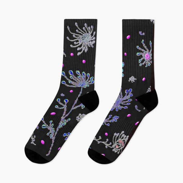 Item preview, Pattern Floral Black -Violet-Aqua designed and sold by runati.