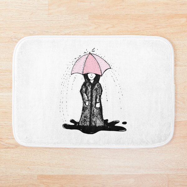 cute girl with an umbrella Bath Mat