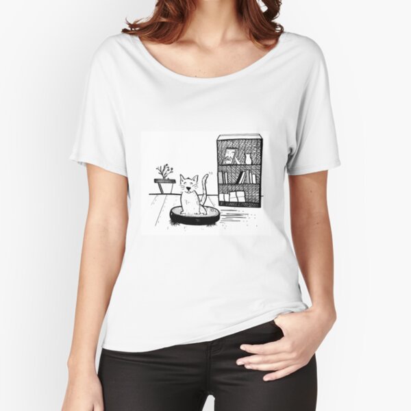 cute cat riding a vacuum cleaner Relaxed Fit T-Shirt