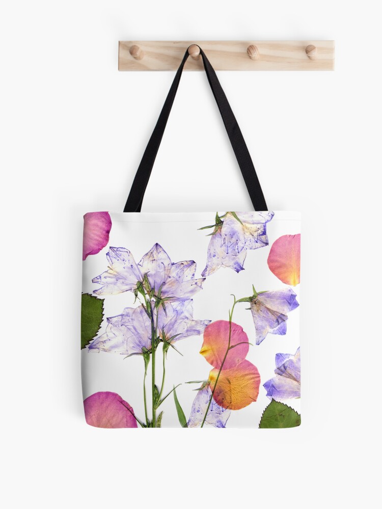 Thumbnail 1 of 2, Tote Bag, Delicate spring flowers and rose petals pressed designed and sold by safish-design.