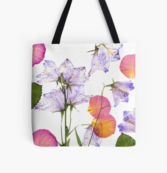 Delicate spring flowers and rose petals pressed All Over Print Tote Bag