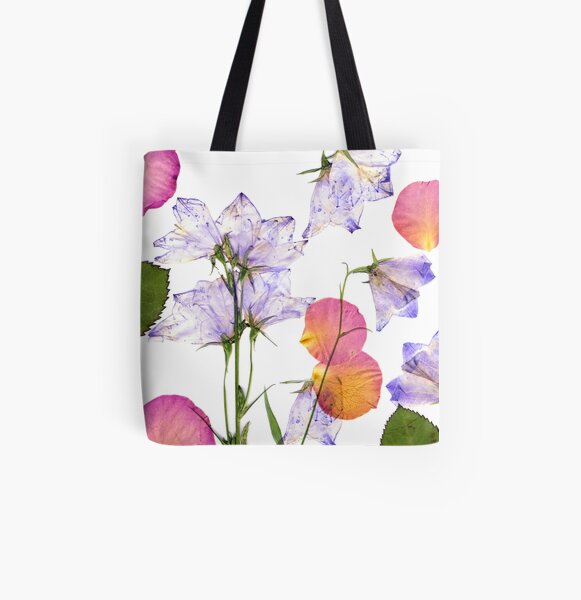 Delicate spring flowers and rose petals pressed All Over Print Tote Bag