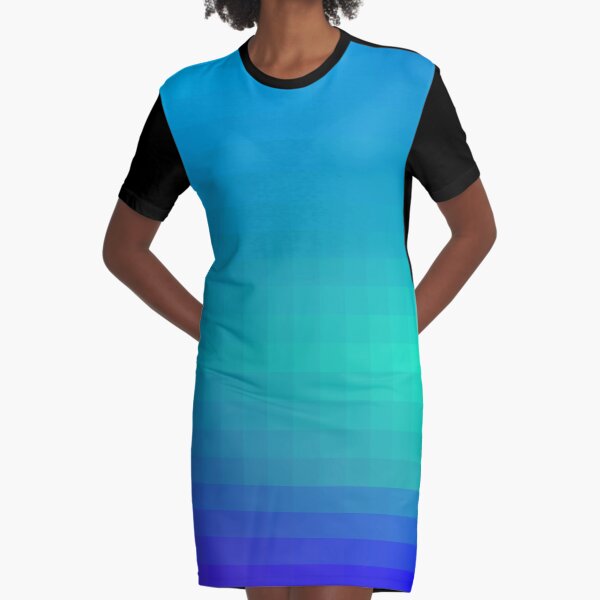 Blue Seagreen Ombre Graphic T-Shirt Dress