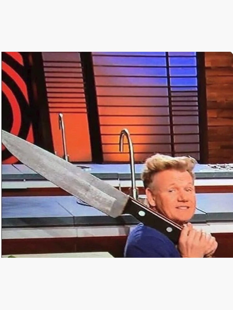 gordon ramsay with a massive knife Sticker for Sale by lsindhi21