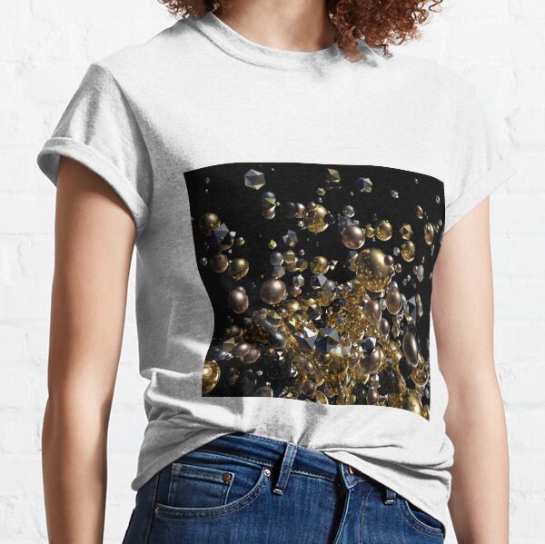 Elegant Abstract Geometry Explosion -Gold and Silver,Black- Classic T-Shirt