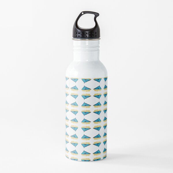 TIPI Pattern Tribal Aztec Aboriginal Boho African Indian Native Blue Yellow Black on White Background Water Bottle