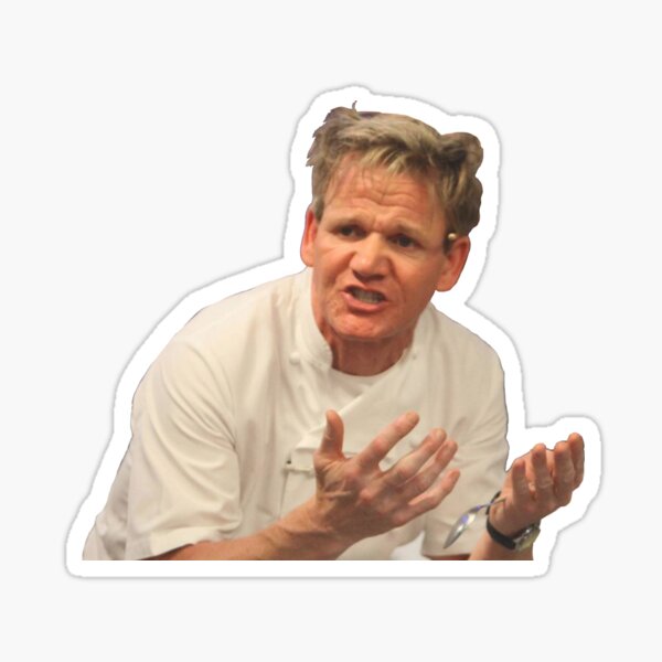 gordon ramsay with a massive knife Sticker for Sale by lsindhi21