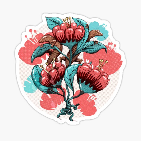 Between flowers and lizards Sticker