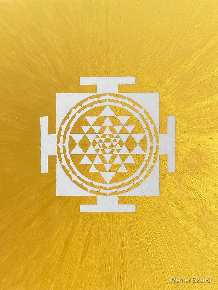 Thumbnail 3 of 3, Scarf, Shri Yantra Weiss designed and sold by Werner Szendi.
