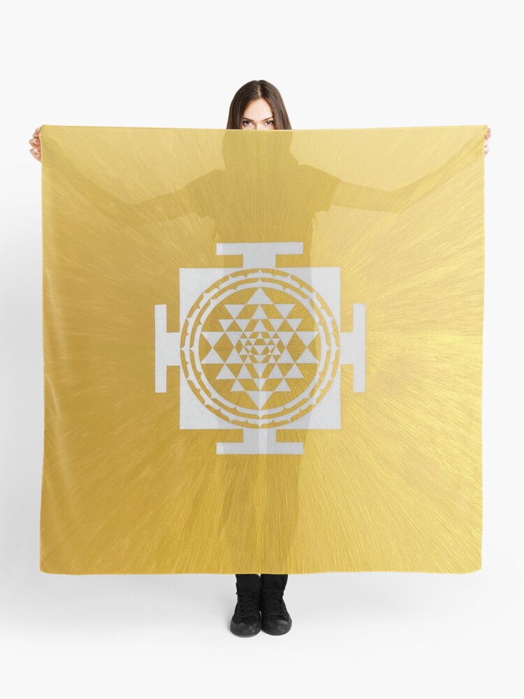 Thumbnail 1 of 3, Scarf, Shri Yantra Weiss designed and sold by Werner Szendi.