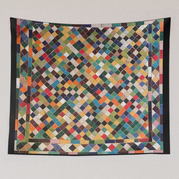 Item preview, Moroccan multicolor square Mosaic Zellige tile comforterr designed and sold by Nadia Aftat.