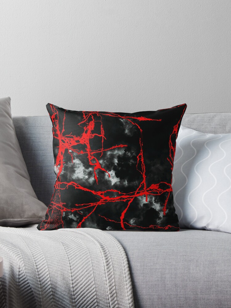 Horror Night Goth - Black and White,Red | Throw Pillow